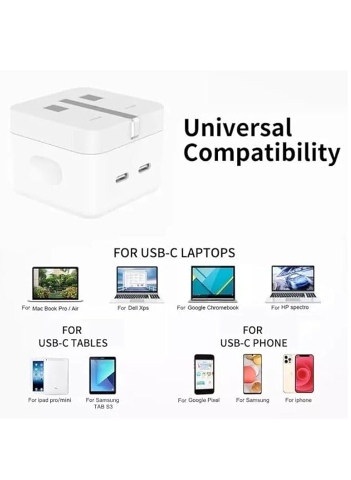 ELIKLIV 35W USB-C Charger Foldable iPhone 16 Charger 35W 2-Port iPad Fast Charger Type-C Wall Plug Dual USB-C Samsung Charger PD Fast Charging Adapter Foldable Charger USB-C Plug Phone Charger White - Image 4