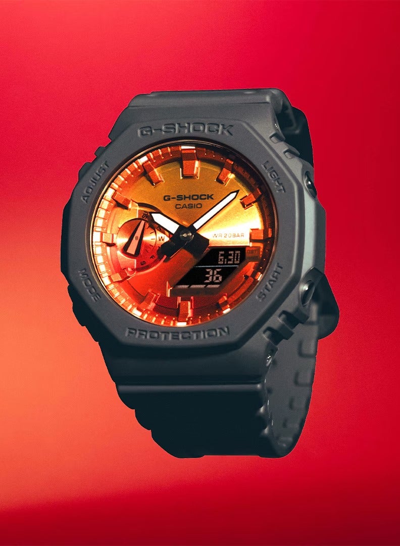 G-SHOCK Analog Digital Carbon Core Guard Octagon Shape Men's Watch GA-2100FL-8A - Image 2