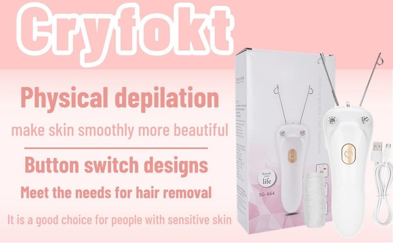 Cryfokt Portable Facial Hair Remover Threading Hair Removal for Fine Hairs on Face, Chin, Upper Lip, Women Automatic Threader Machine Epilator, Arms Birthday Mother's Day Present, 2 Colors - Image 1