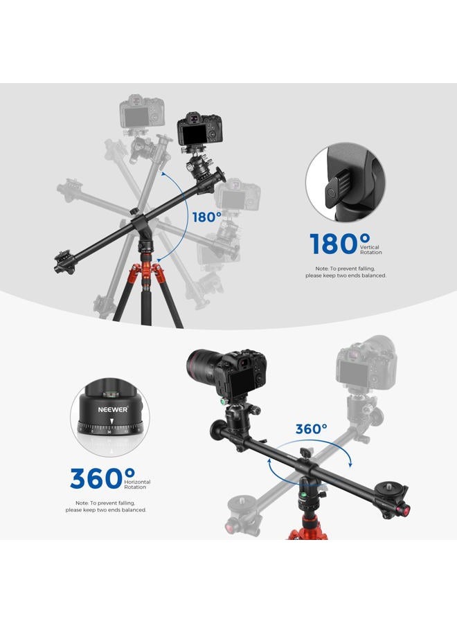 Neewer 30"/76cm Horizontal Tripod Center Axis with 3/8" Screw, Aluminum Alloy 360° Rotatable 180°Vertical Adjustable Tripod Extension Boom Arm for Camera Macro Overhead Photography (Load up to 22lb) - Image 2
