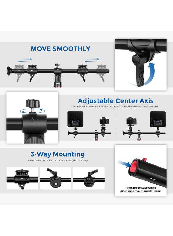 Neewer 30"/76cm Horizontal Tripod Center Axis with 3/8" Screw, Aluminum Alloy 360° Rotatable 180°Vertical Adjustable Tripod Extension Boom Arm for Camera Macro Overhead Photography (Load up to 22lb) - Image 5