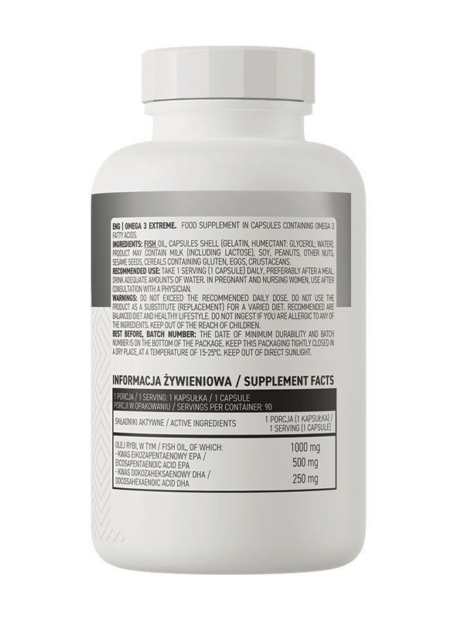 OstroVit - Omega 3 Extreme 500 EPA, 250 DHA per serving 90 Capsule - Image 1