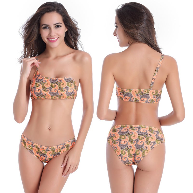 2025 New Fat Woman Swimsuit and Plus Size M-6Xl One-Shoulder Bikini Sexy Printed Swimsuit Factory - Image 4