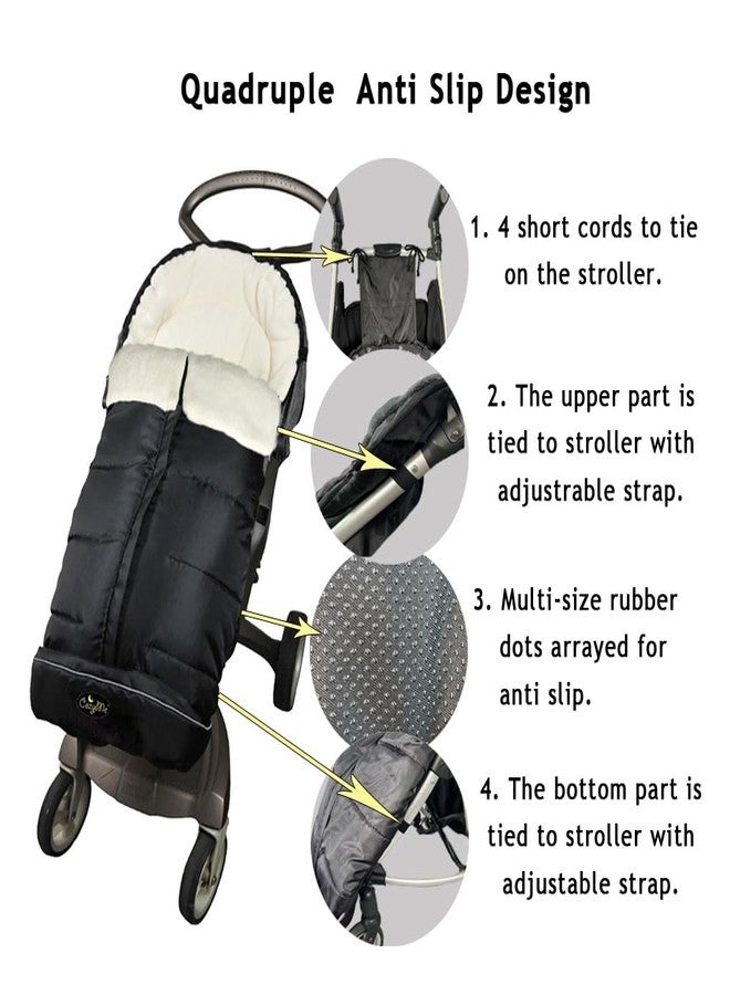 CozyMe 3 in 1 Winter Outdoor Tour Toddler Universal Stroller Sleeping Bag, Waterproof Footmuff, Length/Height/Temperature Adjustable Baby Bunting Bag, Black - Image 2