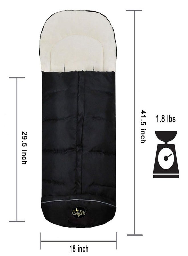 CozyMe 3 in 1 Winter Outdoor Tour Toddler Universal Stroller Sleeping Bag, Waterproof Footmuff, Length/Height/Temperature Adjustable Baby Bunting Bag, Black - Image 4