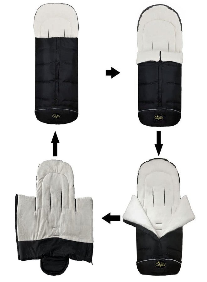 CozyMe 3 in 1 Winter Outdoor Tour Toddler Universal Stroller Sleeping Bag, Waterproof Footmuff, Length/Height/Temperature Adjustable Baby Bunting Bag, Black - Image 5