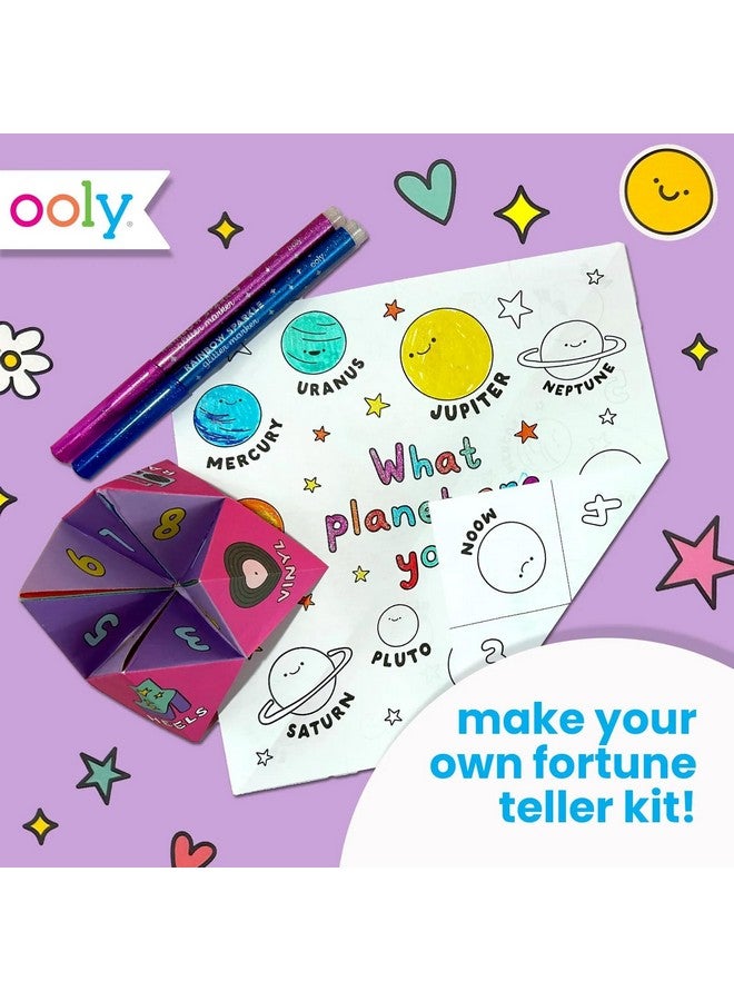 Ooly DIY Paper Kit, 24 Fortune Teller Designs & Stickers, Kit Includes 12 Completed, 6 Blank & 6 Color-in Folding Fortune Teller, Great Summer Arts & Crafts Activities - Image 2