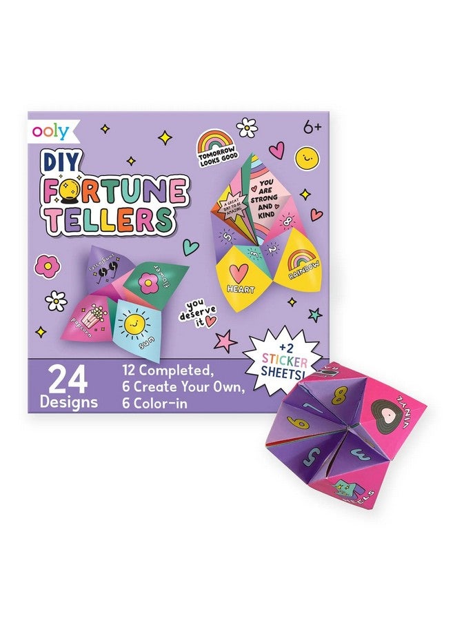 Ooly DIY Paper Kit, 24 Fortune Teller Designs & Stickers, Kit Includes 12 Completed, 6 Blank & 6 Color-in Folding Fortune Teller, Great Summer Arts & Crafts Activities - Image 1