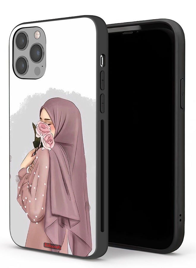 Tolwak جراب حماية لجهاز Apple iPhone 12 Pro Max يحمل صورة فتاة تحمل الورود - Image 1