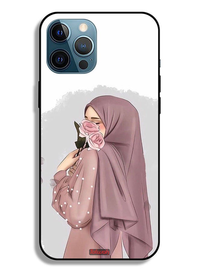 Tolwak جراب حماية لجهاز Apple iPhone 12 Pro Max يحمل صورة فتاة تحمل الورود - Image 2
