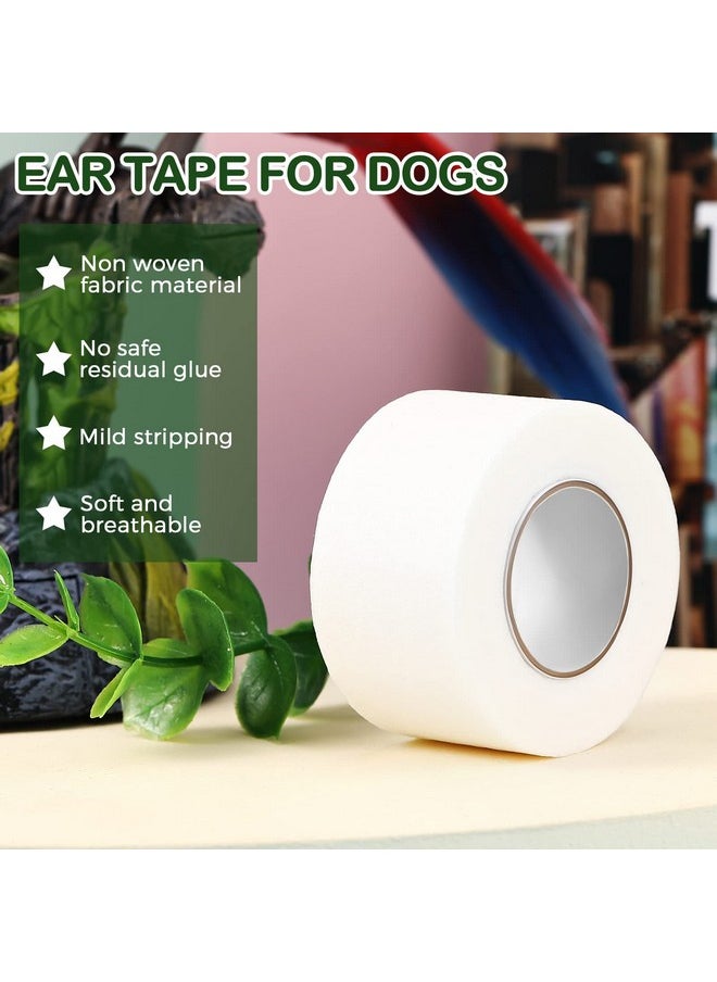 Tondiamo - 1 Inch X 30 Feet Ear Tape For Dogs And 4 Inch Bamboo Buds Non Woven Dog Ear Forms Cotton Dog Ear Swabs Self Adhesive Doberman Ear Support Bamboo Handle Ear Buds For Dogs Dog Ear Care Kit For Cat Dog - Image 1