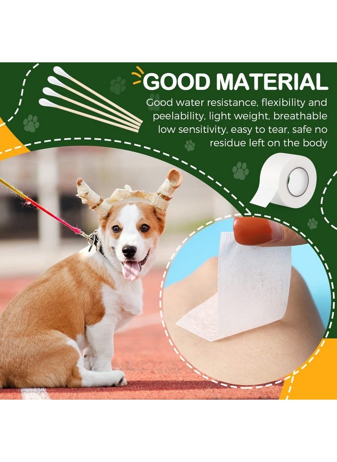 Tondiamo - 1 Inch X 30 Feet Ear Tape For Dogs And 4 Inch Bamboo Buds Non Woven Dog Ear Forms Cotton Dog Ear Swabs Self Adhesive Doberman Ear Support Bamboo Handle Ear Buds For Dogs Dog Ear Care Kit For Cat Dog - Image 1