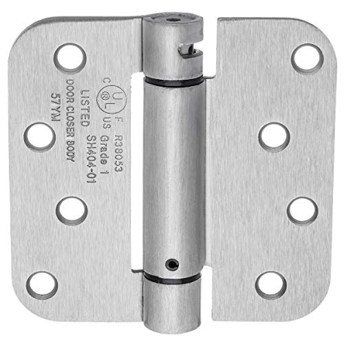 Dynasty Hardware Door Hinges, 4-Inch Spring Loaded Self Closing Hinges with 5/8" Radius Corners, Heavy Duty for Interior or Exterior Doors, Quiet Auto Close Action, 2-Pack, Satin Nickel Finish - Image 3