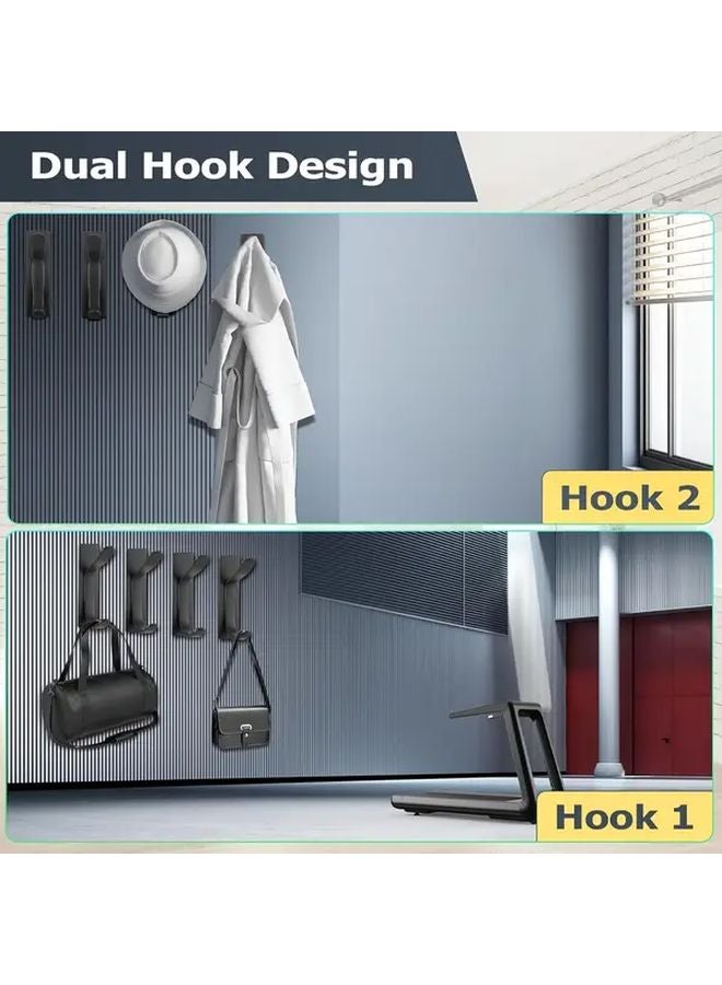 4Pcs Heavy Duty Self Adhesive Door Hooks Stainless Steel Dual Hook Wall Mounted - Image 3