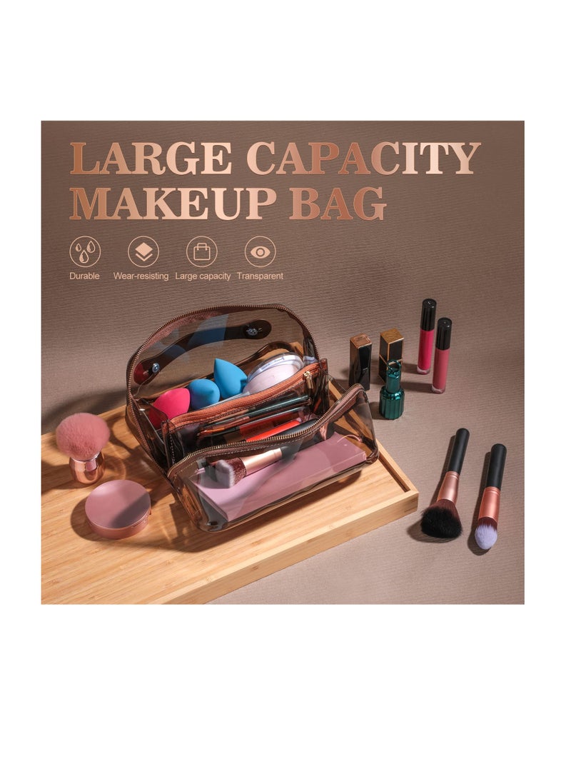 KHAJUL Cosmetic Bags, Travel Case Makeup Bag,  High Capacity Waterproof Travel Makeup Case Organizer, For Women Toiletry Bag (Brown) - Image 5