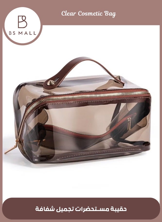 KHAJUL Cosmetic Bags, Travel Case Makeup Bag,  High Capacity Waterproof Travel Makeup Case Organizer, For Women Toiletry Bag (Brown) - Image 1