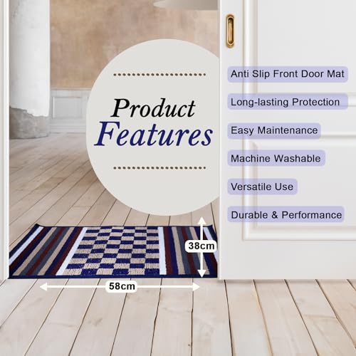 Status Contract Anti Slip Front Monsoon Doormat (38x58cm)| Living Room Rug for Entrance Door|Polypropylene Floor Mat for Home|Essential Small Rug for Office, Bedroom & Kitchen| (Blue), Rectangular - Image 4
