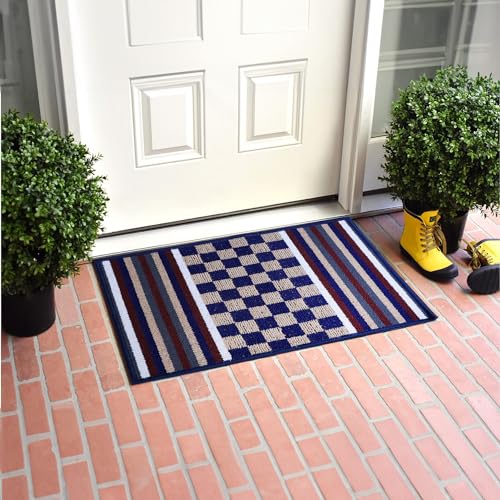 Status Contract Anti Slip Front Monsoon Doormat (38x58cm)| Living Room Rug for Entrance Door|Polypropylene Floor Mat for Home|Essential Small Rug for Office, Bedroom & Kitchen| (Blue), Rectangular - Image 1