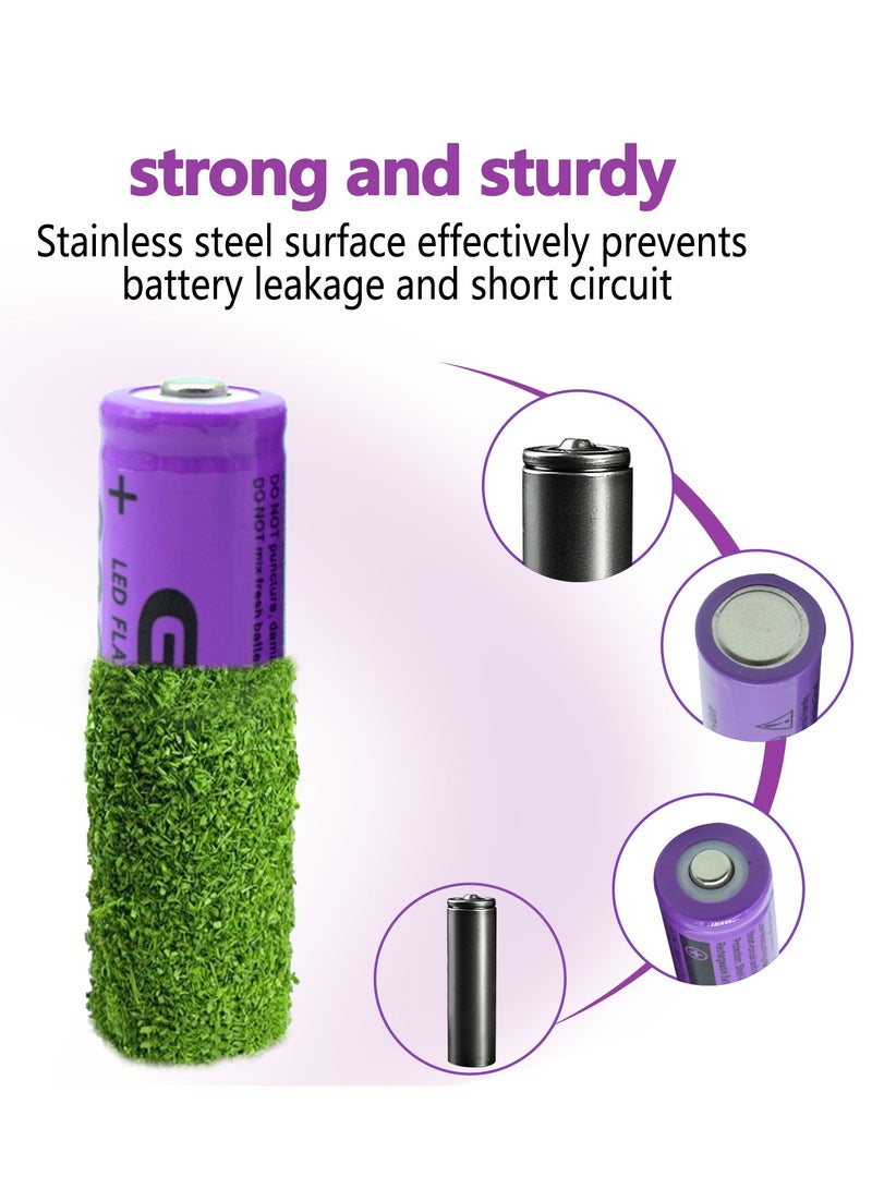 2 Pcs/Pack 3.7V 14500 2300mAH Li-ion Rechargeable Battery for Flashlight Torch,Electric Tools,Remote Control, Mobile Power, Small Fan, Radio, Toys (Purple) - Image 3