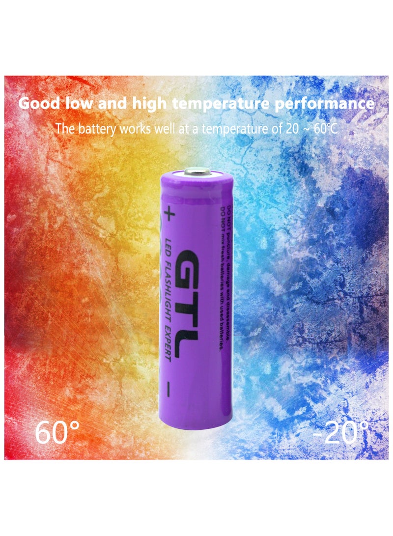 2 Pcs/Pack 3.7V 14500 2300mAH Li-ion Rechargeable Battery for Flashlight Torch,Electric Tools,Remote Control, Mobile Power, Small Fan, Radio, Toys (Purple) - Image 5