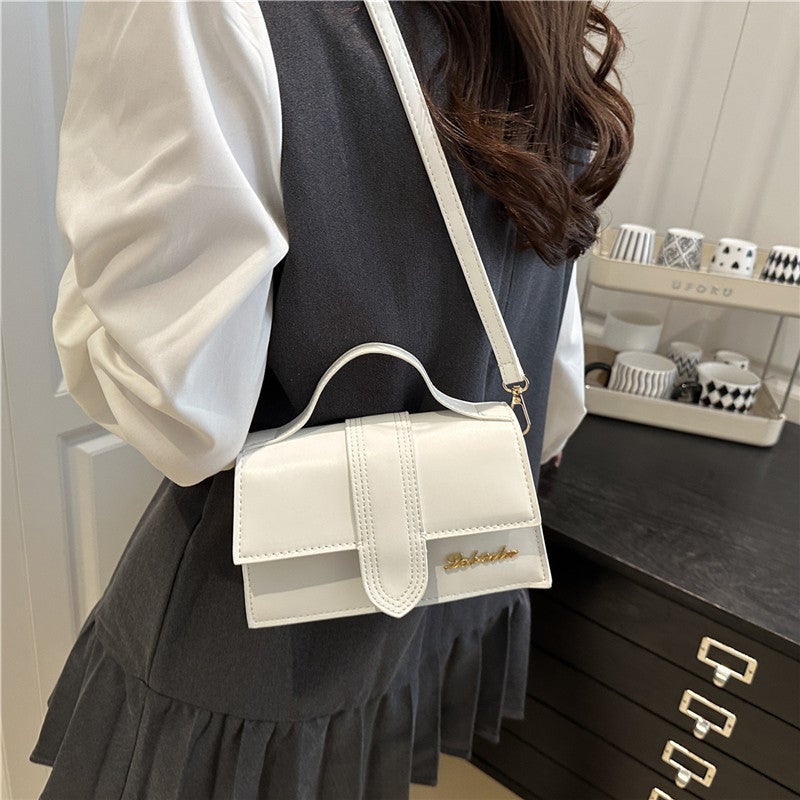 Simple And Elegant Solid Color New Spring Casual Handbag For Women, Niche New Textured Crossbody Bag In White - Image 4