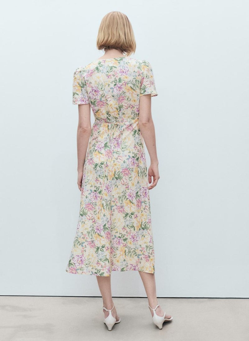 MANGO - Floral Linen-Blend Dress - Image 1