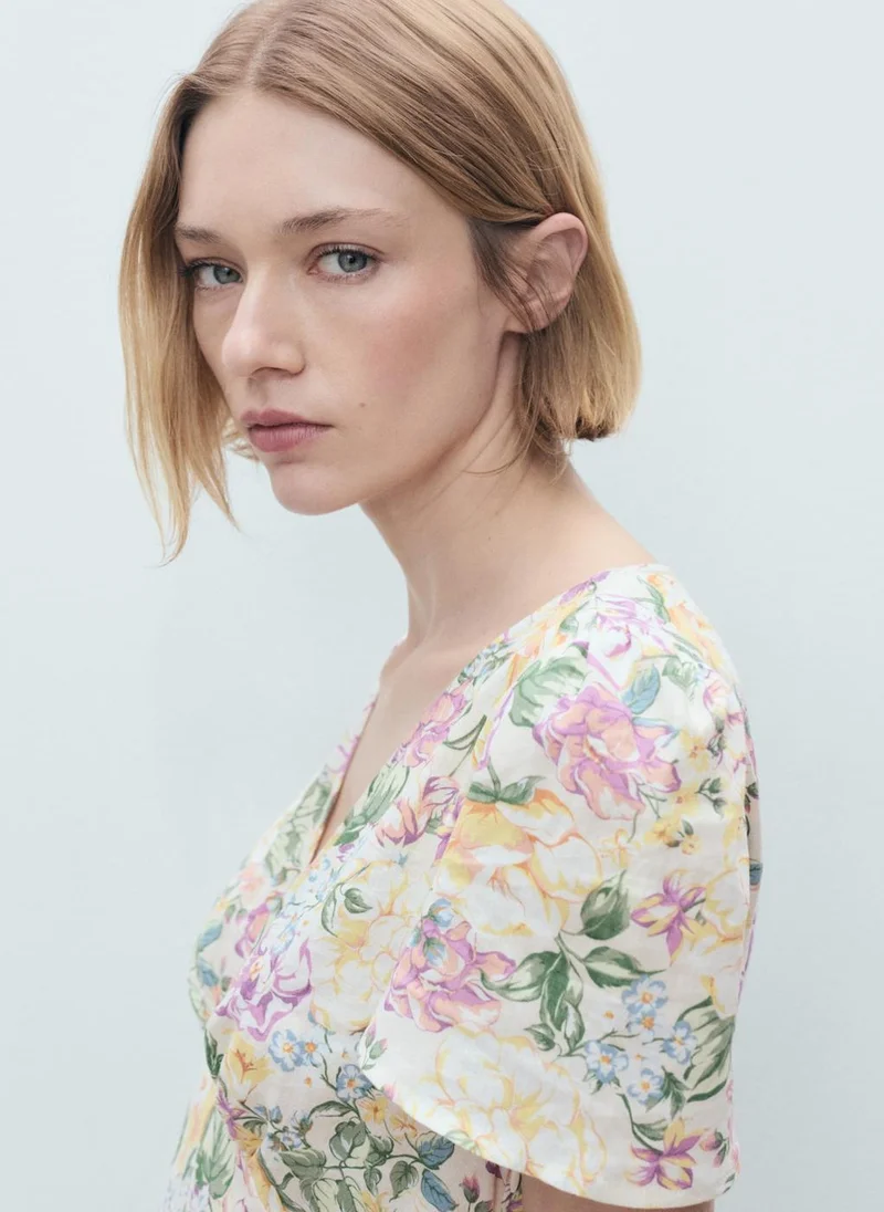 MANGO Floral Print Midi Dress