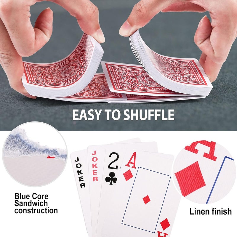 LotFancy Playing Cards 2 Pack, Large Print, Jumbo Index Decks of Cards (1 Black 1 Red), Poker Size, for Texas Hold'em, Blackjack, Euchre Cards Games - Image 3