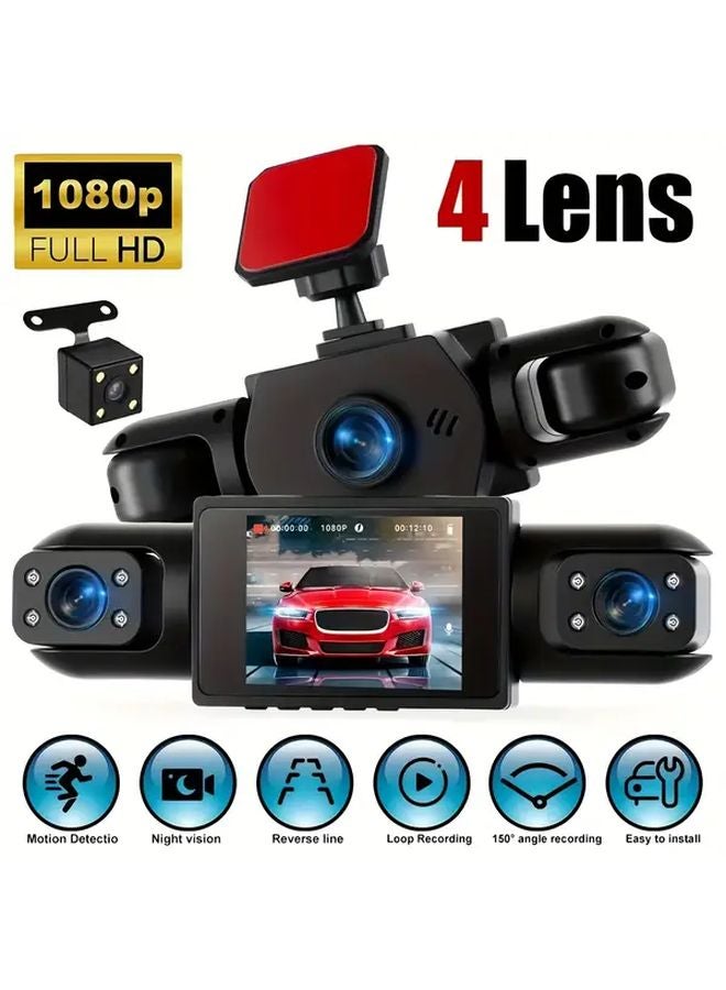 4 Lenses Dash Cam 360 Panoramic View Front Rear Left Right Cameras Infrared Night Vision 32G Memory Card - Image 1