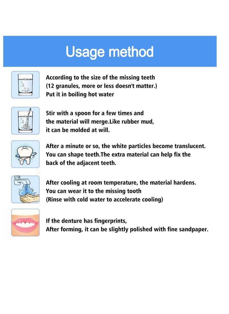 Tooth filling set plastic modified teether can be used for various repairs such as missing teeth broken teeth temporary fillings restoration of interdental fillings etc 30ml