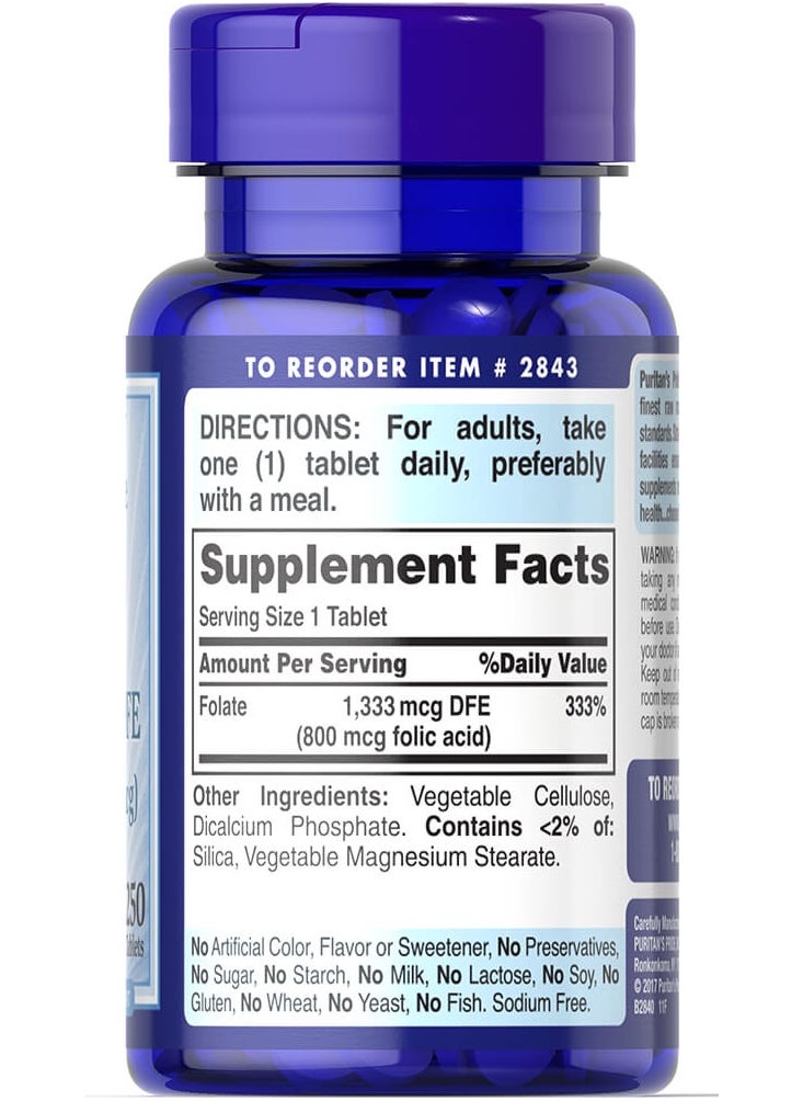 Folic Acid 800 mcg 250 Tablets