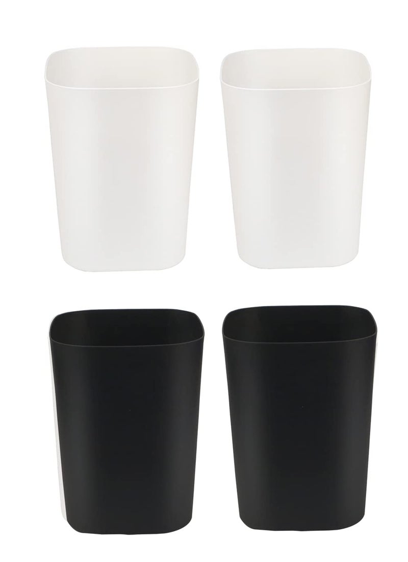 Besli 2 Gallon Small Trash Can Garbage Can Wastebasket for Bathroom Bedroom Kitchen Office WhiteBlack 4 Pack