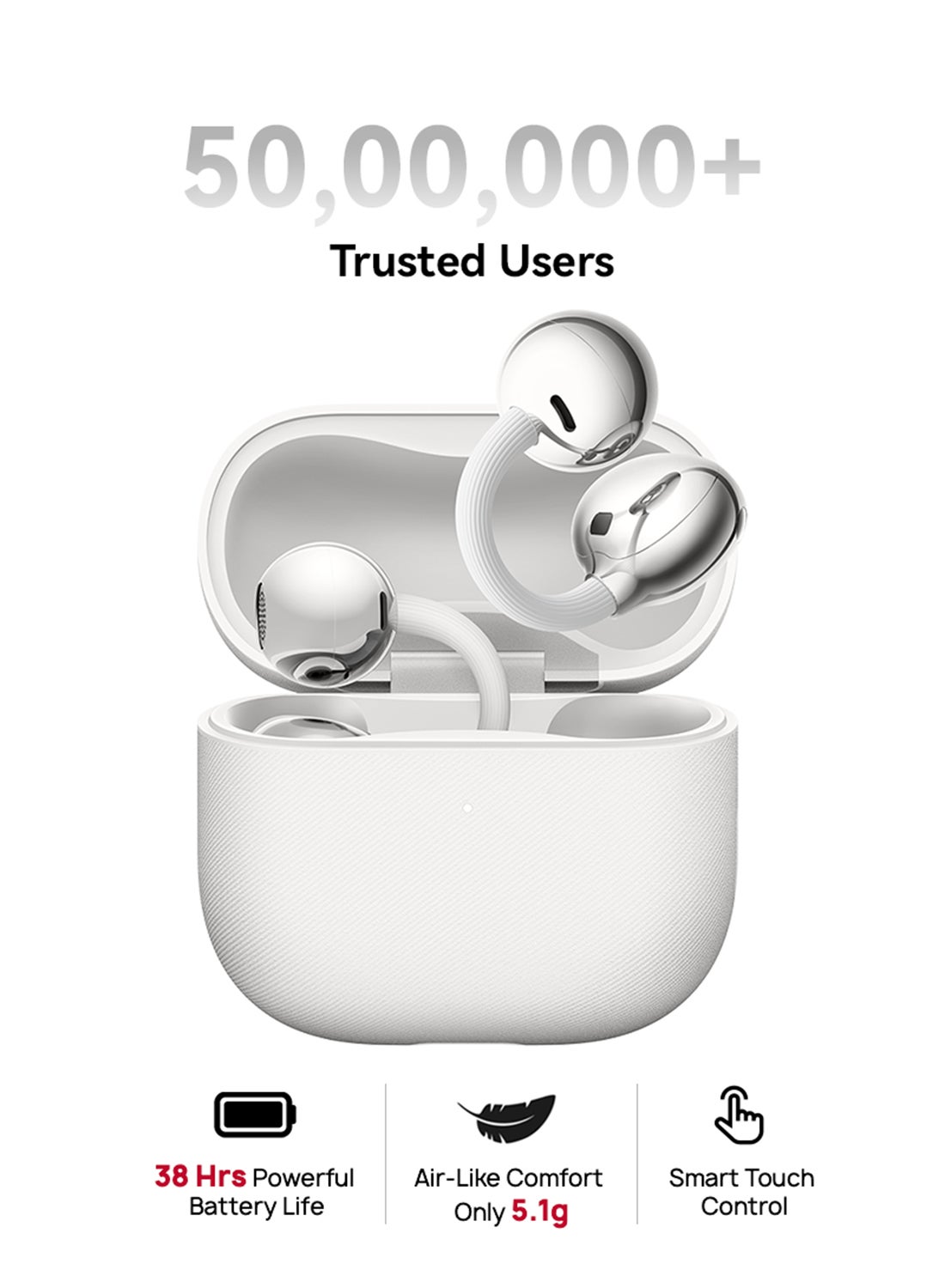 HUAWEI FreeClip 2 Wireless Earphones, Bluetooth Earbuds, Airy C-bridge Design, Adaptive Open-ear Listening, Crystal-clear Calls, 38 Hours Long Battery Life, Compatible with iOS & Android, IP57, white