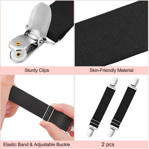 Obtheleg 2pcs Pant Waist Tightener, Adjustable Hip Elastic Belt Band Cinch Clip, No Sew Removable Belt Loops For Men Women Kids For Jeans Pants Shirt Dress Boot - 2.5 * 20cm (Black) - Image 3