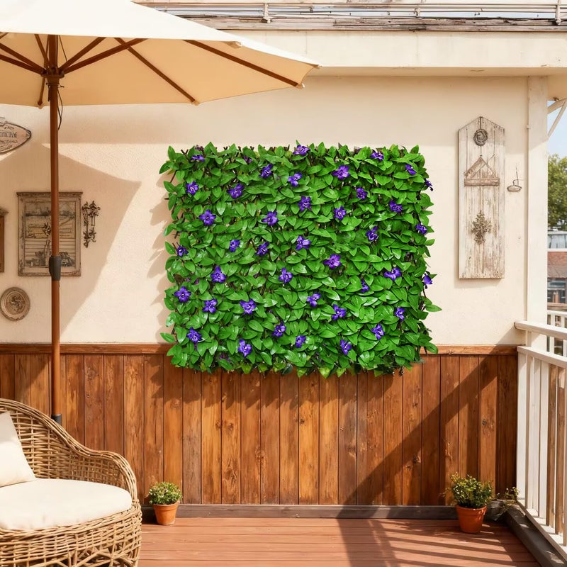 Garden Land شاشة خصوصية قابلة للتوسيع لسياج الشرفة في الهواء الطلق، لوحة سياج زينة من اللبلاب الاصطناعي، سياج اصطناعي (أوراق من جانب واحد) - Image 5