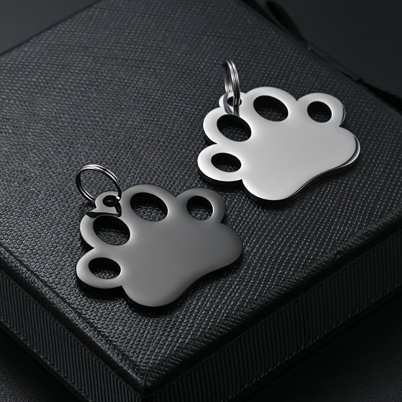 5 Blank Hollow Cat Paw Shape Pet ID Tags High Quality Stainless Steel Color Laser Engraved Anti Lost Tag For Pet Collar - Image 2