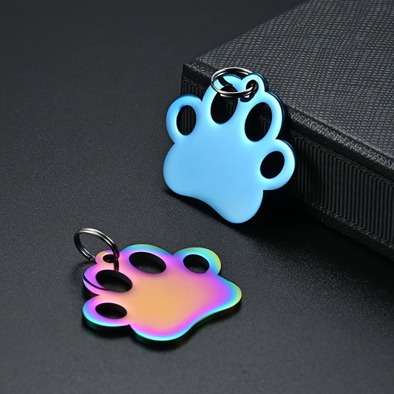 5 Blank Hollow Cat Paw Shape Pet ID Tags High Quality Stainless Steel Color Laser Engraved Anti Lost Tag For Pet Collar - Image 3