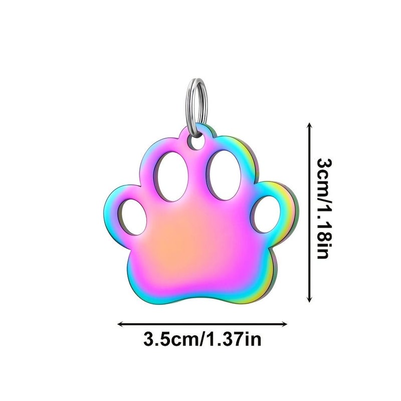 5 Blank Hollow Cat Paw Shape Pet ID Tags High Quality Stainless Steel Color Laser Engraved Anti Lost Tag For Pet Collar - Image 5