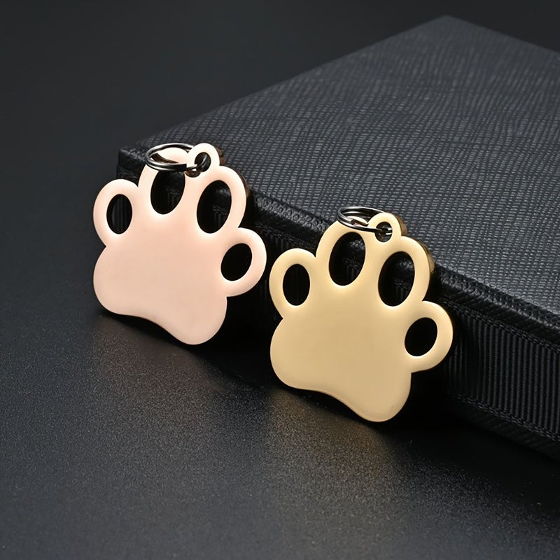 5 Blank Hollow Cat Paw Shape Pet ID Tags High Quality Stainless Steel Color Laser Engraved Anti Lost Tag For Pet Collar - Image 4