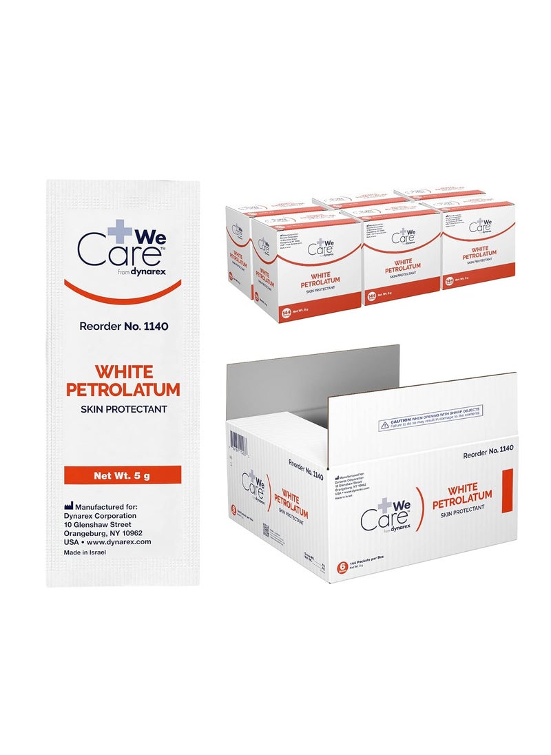 Dynarex Dynarex White Petrolatum, Petroleum Jelly for Dry or Cracked Skin, Soothing White Petroleum Jelly for Minor Skin Irritations, 5g Foil Packets, 1 Case of 864 Petroleum Jelly Packets (6 Boxes of 144) 