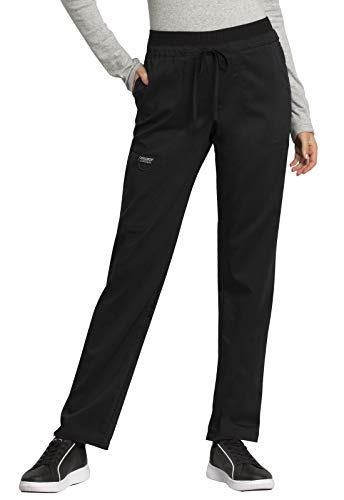 Cherokee Scrubs for Women Mid Rise Tapered Leg Drawstring Pant with 5 Pockets, Cargo Bottom with 2 Way Stretch Fabric - WW105T, M Tall, Black - Image 3