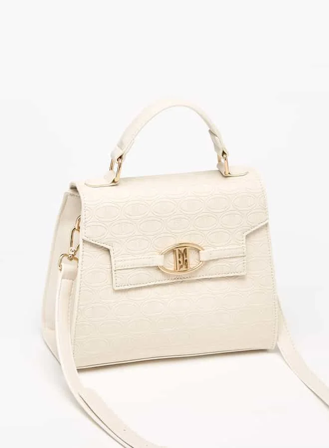 ايل Women Monogram Embossed Satchel Bag with Handle and Adjustable Strap