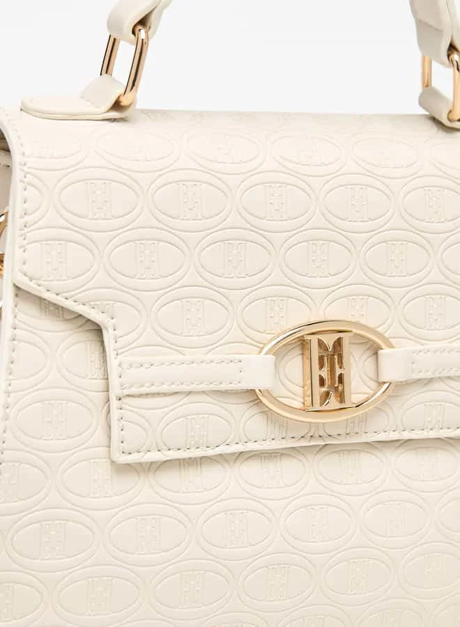 ايل Women Monogram Embossed Satchel Bag with Handle and Adjustable Strap
