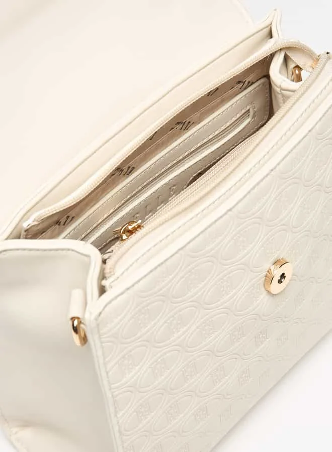 ايل Women Monogram Embossed Satchel Bag with Handle and Adjustable Strap