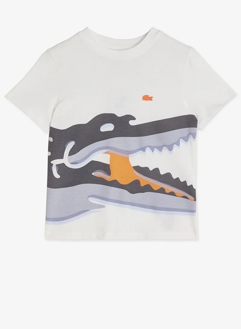 لاكوست تيشيرت شبابي بياقة دائرية وطبعة