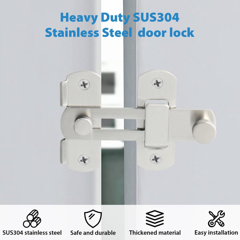 Alise 4 inch Flip Latch Gate Latches, Safety Door Lock for Barn Wood Fence Sliding French Doors,Heavy Duty SUS304 Stainless Steel Gate Hardware Brushed Nickel MS9500-LS - Image 2