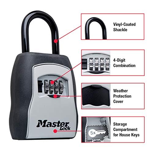 Master Lock Key Lock Box, Outdoor Lock Box for House Keys, Portable Combination Lockbox Resettable Code, 5400EC, Black - Image 3