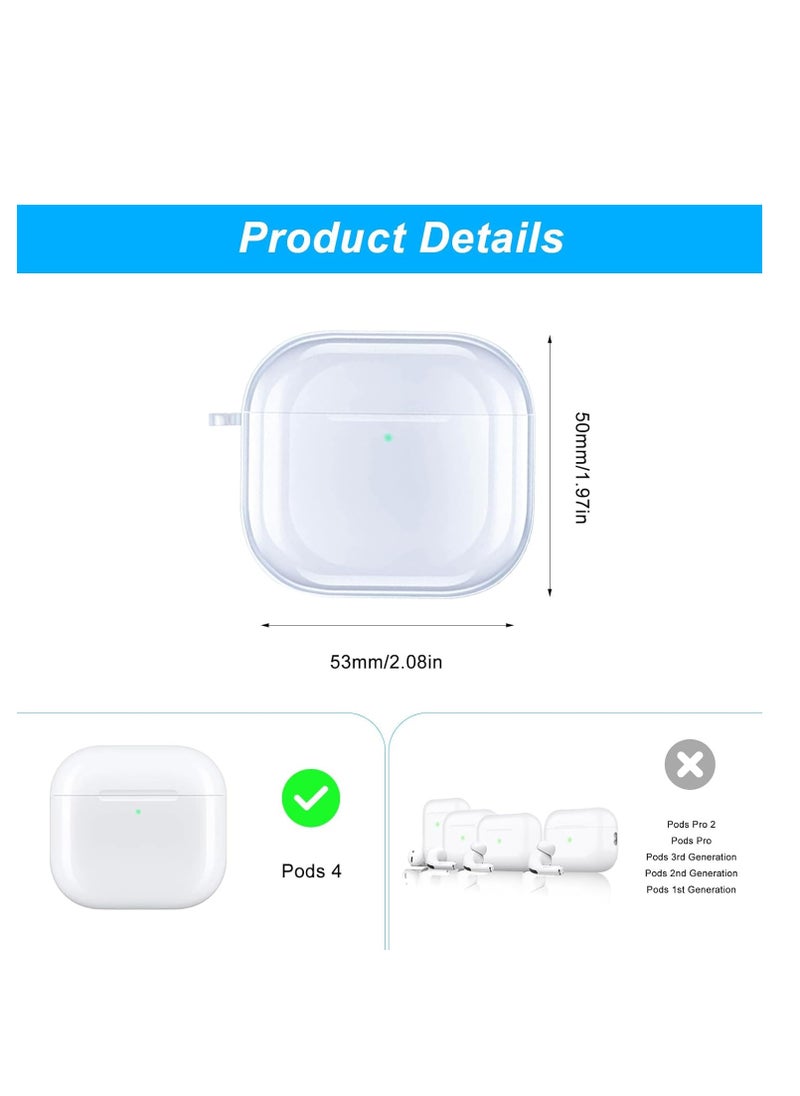 Generic - Case Compatible with AirPods 4/4 NC Case Cover Clear for Airpod 4/4 NC Case, Compatible with AirPods 4/4th NC Generation Case, Shock Resistant & Drop Protection Cover Case with Lanyard, for Airpods 4/4 NC Cases - Image 1