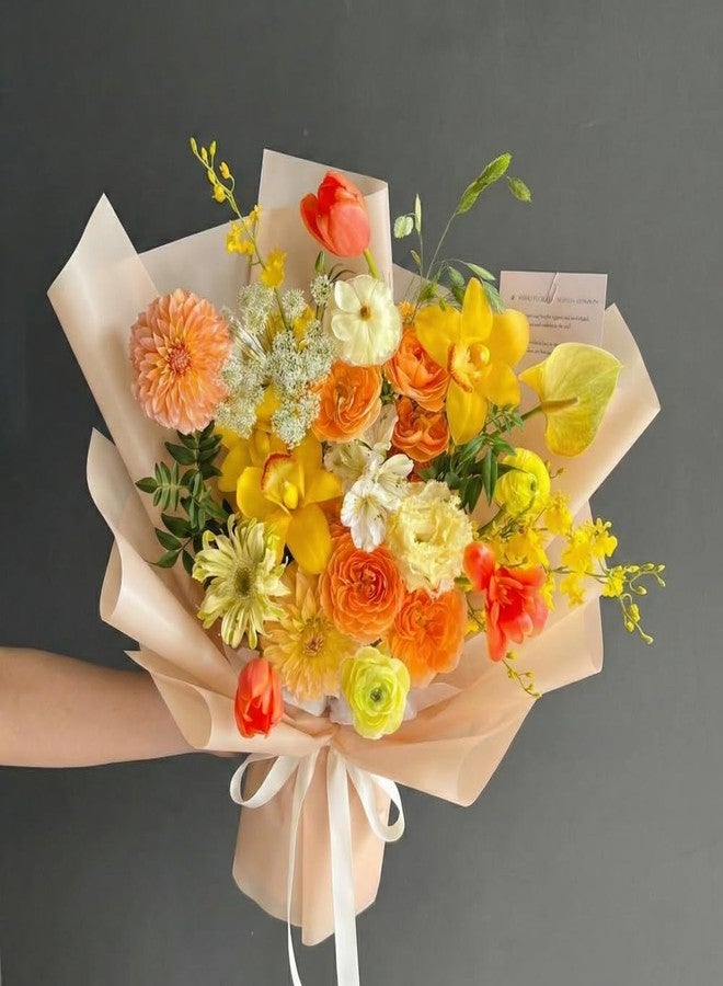 BBJ WRAPS Korean Style Flower Wrapping Paper Floral Bouquet Wraps Gift Packaging Florist Supplies 20 Counts (Light peach) - Image 3