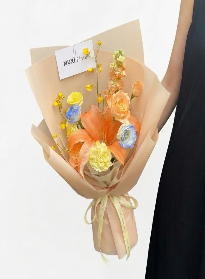 BBJ WRAPS Korean Style Flower Wrapping Paper Floral Bouquet Wraps Gift Packaging Florist Supplies 20 Counts (Light peach) - Image 2